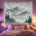 thumbnail image 2 of Layered Misty Mountains Above Pine Forest, Calming Minimalist for Nature Lovers, Landscape Wall Art, Housewarming Gift, Tapestry Wall Hanging for Bedroom and Living Room, 2 of 6