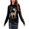 thumbnail image 1 of Innerwin Chandail de Noël à Manches Longues pour Femmes Chandail de Noël Col Rond Décontracté Tricoté Noir Cerf TG, 1 of 3