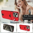 thumbnail image 3 of Case for iPhone 12 Pro / iPhone 12 6.1" Wallet with Credit Card Holder & Finger Ring Kickstand, Premium PU Leather Slim Cover Shockproof Scratch Resistant Case for iPhone 12 Pro / iPhone 12, Red, 3 of 10