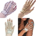 thumbnail image 6 of siminsem UniGothic Punk Skull Finger Bracelet Gloves Adjustable Metal Skeleton Hand Halloween Accessory Nightclub Party Cosplay Prop for Men Women 1 Pair, Gold,One Size, 6 of 9