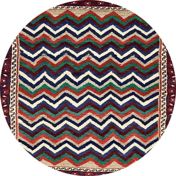 Ahgly Company Indoor Round Abstract Gunmetal Gray Abstract Area Rugs, 4' Round
