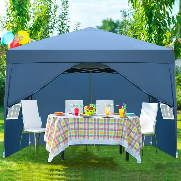GoDecor 10'x 10' Pop Up Canopy Wedding Party Tent Outdoor Folding Gazebo Shade-4 Sides Blue