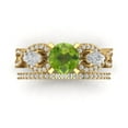 thumbnail image 2 of Clara Pucci 14K Yellow Gold 1.925 Natural Peridot Engraveable Engagement Ring + Wedding Band Set, 2 of 7