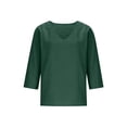 thumbnail image 5 of Erwazi Women's 3/4 Length Sleeve Cotton Linen T-Shirt V Neck Pullover Casual Loose Fit Tunic Top, 5 of 6