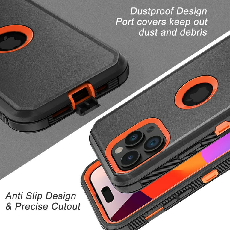 iPhone 15 Pro Max - Protector defender 3 capas + clip resistente a