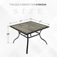 thumbnail image 6 of 37 inch Square Patio Dining Table for 4 Person with Umbrella Hole for Outdoor Backyard Bistro Garden - Black Metal Steel Slat, 6 of 10