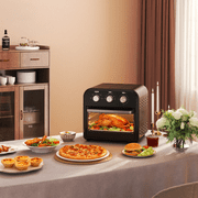 Toaster Oven Air Fryer Combo, 1300W 5 in 1 Convection Oven Countertop, Air Fry, Toast, Bake, Roast and Warm Options, 15QT Capacity, Easy to Clean
