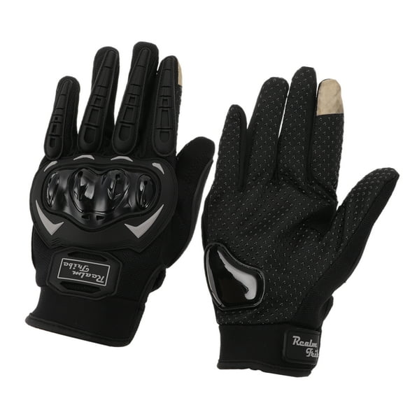 Unique Bargains XL Motorcycle Gloves Breathable Full Finger Gloves Nylon Outdoor Glove Black White 1 Pair