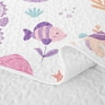 thumbnail image 5 of meiyoeat Cute Mermaid Print Quilt King For Girls,Pink Cartoon Ocean Creatures King Coverlet Set,3 Pieces,1 Bedspread and 2 Pillowcases, 5 of 7