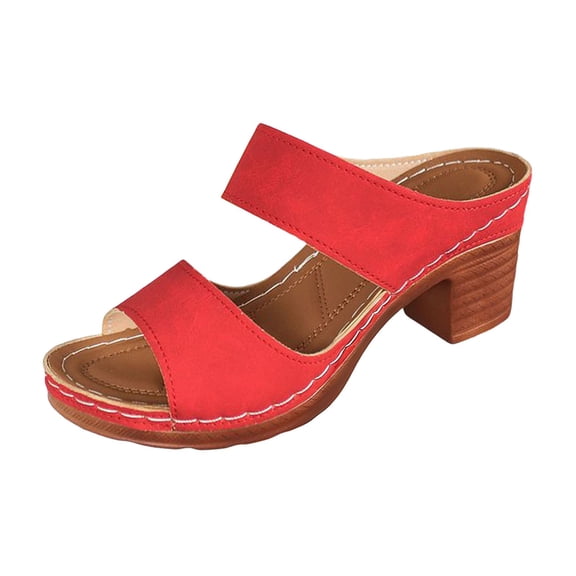 Ticikt Heel Solid Color Strap Sandals Elegant Summer Dressy Casual Comfortable Footwear