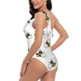 thumbnail image 5 of Yiaed Bee Print Women One Piece Swimsuits Tummy Control One Shoulder Bathing Suits Pattern Ruffle Swimwear-Small, 5 of 8
