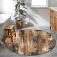 thumbnail image 3 of Round Area Rug 3.3 Ft, Brown Abstract Washable Non-Slip Circle Carpet for Living Room/Bedroom, Vintage Geometric Gradient Oil Painting Modern Low-Profile Small Kitchen Mats Collection Rugs for Indoor, 3 of 8