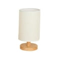 thumbnail image 1 of DOLITY Modern Bedside Table Lamp Wood Base Shade LED USB Rechargeable Nightlight White Linen, 1 of 6