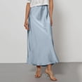 thumbnail image 2 of Women's Elegant Satin Skirt Long Silk High Waist Flared Cocktail Party Wedding Office Fishtail Maxi Skirts Light Blue S, 2 of 4