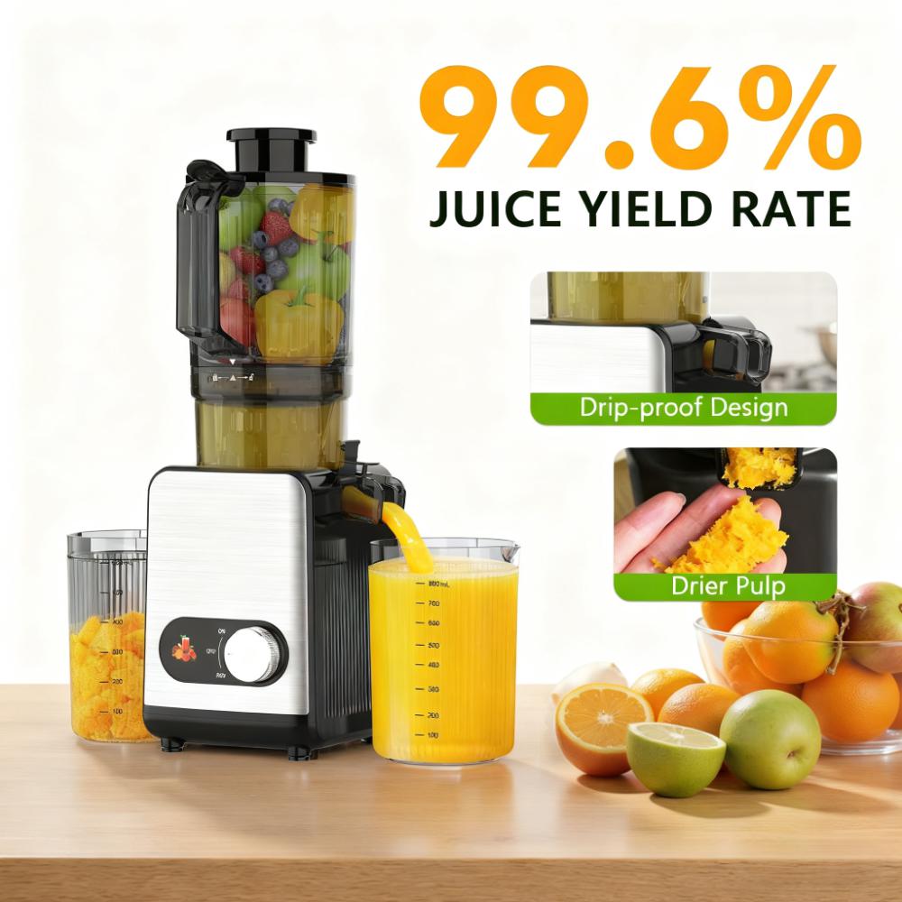 KNDKO Clod Press Juicer, 4.35" Wide Feed Chute Juicer Machine, Slow Masticating Juicer for Whole Vegetables & Fruits