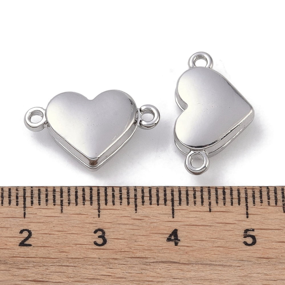Brass Magnetic Clasps Cadmium Free & Nickel Free & Lead Free Heart Platinum 11x18.5x5mm Hole: 1.2mm