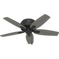 thumbnail image 6 of Hunter 42 inch Indoor Ceiling Fan with LED Light - Black Ceiling Fan with Pull Chain, For Bedroom or Living Room, Low Profile Mount, No Remote, 5 Blades, Includes Bulbs - Newsome 52394, Matte Black, 6 of 15