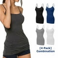 thumbnail image 1 of SAYFUT 4 Pack Mixed Colors, Women Long Camisole Tank Tops Blend Fit Basic Cami Top W/ Straps, 1 of 7