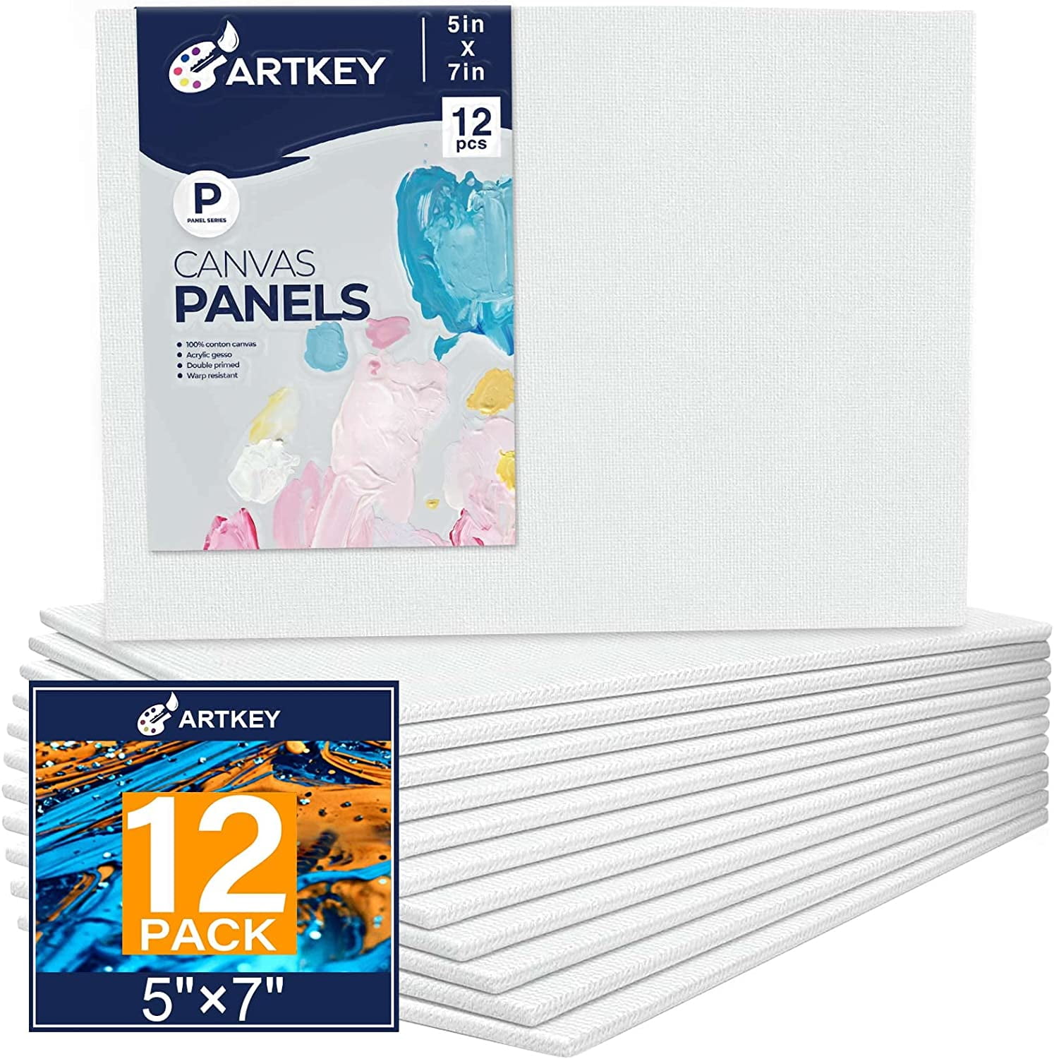 Artkey Canvas Panels, 5"x7",12 Pack, AcidFree 100 Cotton Paint