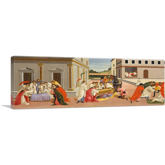 ARTCANVAS Trois Miracles de Saint Zenobius 1505 Impression sur Toile par Sandro Botticelli - Taille : 36 Pouces x 12 Pouces (1.50 Pouces de Profondeur)