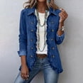 thumbnail image 2 of Chiccall Denim Jackets for Women Women's Classic Button Front Collared Ruffle Trim Relaxed Jean Jacket Casual Outerwear With Pockets, 2 of 10