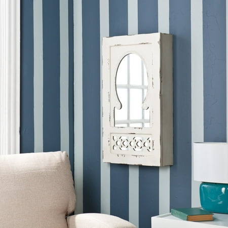 Southern Enterprises Dorian Shabby Chic Wall-Mount Jewelry Armoire - Antique White