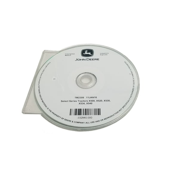 John Deere X500/X520/X530/X534/X540 Select Series Tractors Technical CD Manual - TM2309CD