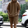 thumbnail image 1 of 2024 European and American Foreign Trade Amazon plus size Casual Men‘s Suit Loose Short Sleeve Men‘s T Spring and Summer Shorts Solid Color Men‘s Wear, 1 of 7