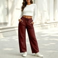 thumbnail image 6 of Barrel Sweatpants for Womens Loose Wide Leg High Waisted Sweat Pants Casual Lounge Sport Pants with Pockets Wine M, 6 of 9