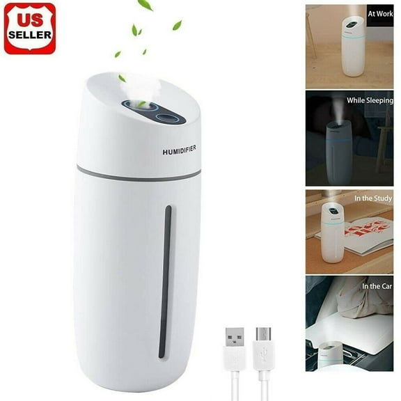 LINKPAL 260mL Air Humidifier with Night Light, 2-Spray Modes Mist Humidifier Portable Mini Humidifier for Car, Bedroom, Office or Travel, Whisper-Quiet, Auto Shut Off
