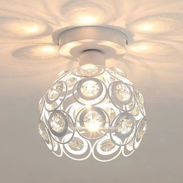 Lámpara De Techo Industrial Moderna Cristal Metal Hierro 20 Cm, Iluminación Interior Lámparas De Techo Pantalla Blanca - Blanco