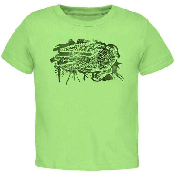Alligator Swamp Water Splatter Toddler T Shirt Lime 3T