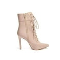 thumbnail image 1 of Olivia Jaymes Womens Pointed Toe Lace Up High Heel Stiletto Ankle Boots Satisfied Fashion Boot - Nude, 1 of 4