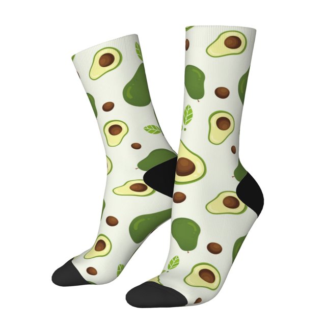 Wukai Chaussettes Mi-Mollet à Imprimé Avocat Vert, Design Imprimé 3D, Chaussettes pour Adultes, Haute Élasticité, Respirantes, Sport, Adaptées pour Usage Quotidien, Unisexe
