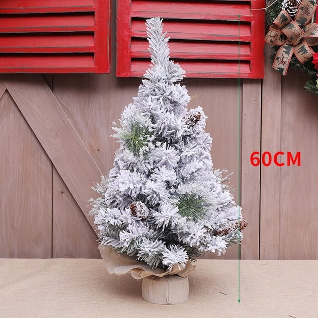 Árbol de Navidad con nieve flocada, decoración navideña, decoración para el hogar, ventana, escritorio, mostrador, adornos de regalo navideño