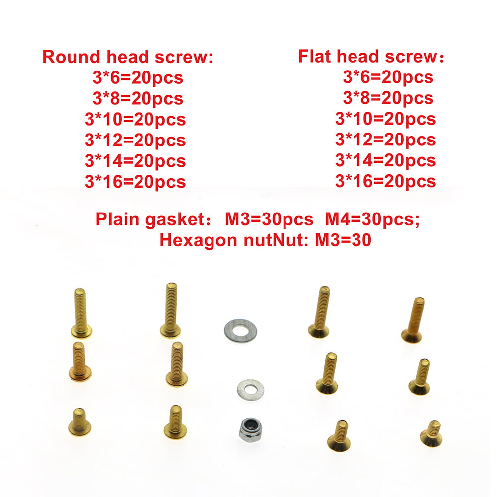 Round Flat Head Screws Kit for 1/10 1/8 Axial SCX10 TRAXXAS TRX4 HSP94111 RC Car 