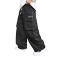 thumbnail image 2 of ITSAME Teen Boys Cargo Pants Drawstring Elastic Waist Multi-Pocket Fashion Casual Wide Leg Pants Black Size 11, 2 of 9