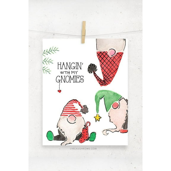 Hangin' with My Gnomies Card – Adorable Gnome Illustration – Funny Greeting Card with Envelope – Perfect for Holidays, Birthdays, or Any Occasion