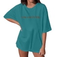 thumbnail image 1 of TSADFHJI T-Shirts pour Femmes Coupe Ample Col en V Mode Décontractée Haut Col Rond T-Shirts Été Manches Courtes T-Shirts Amples Décontractés Haut m Bleu, 1 of 6