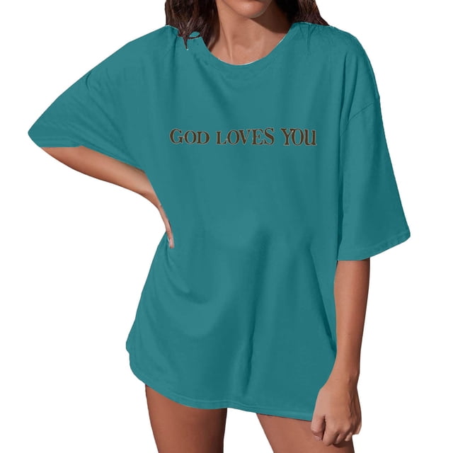 TSADFHJI T-Shirts pour Femmes Coupe Ample Col en V Mode Décontractée Haut Col Rond T-Shirts Été Manches Courtes T-Shirts Amples Décontractés Haut m Bleu