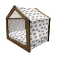 thumbnail image 2 of Cat Pet House, Hipster Cats with Glasses Sleeping Stars Geometric Kitty Animals Birthday, Outdoor & Indoor Portable Dog Kennel with Pillow and Cover, 5 Sizes, Yellow White Grey, by Ambesonne, 2 of 5