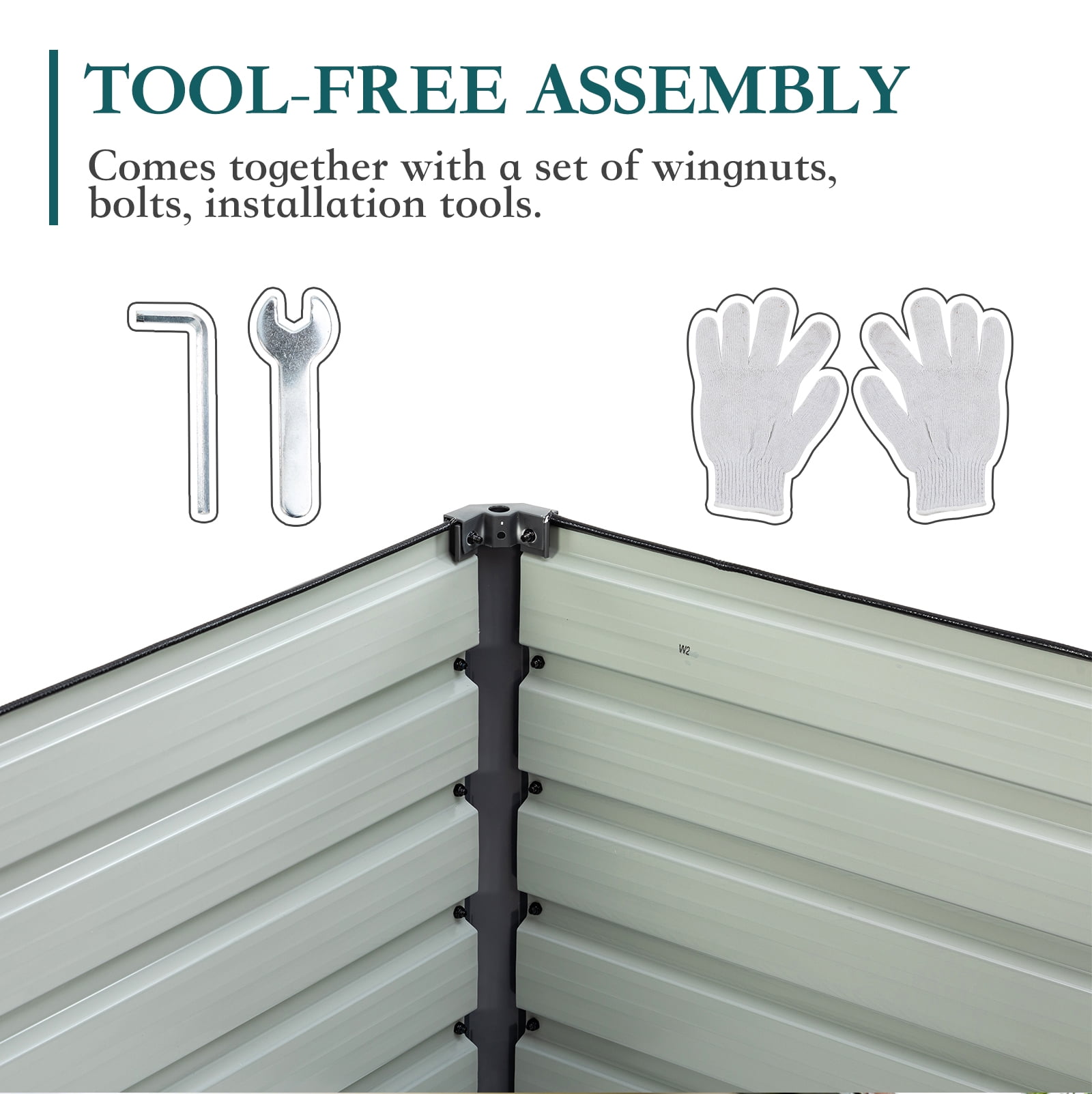 EDX Outdoor Metal Raised Garden Bed 6x3x2FT, Steel with Support Bars, Rust-Resistant Coating, Open Base for Drainage, Gray
