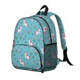 thumbnail image 2 of Unicorn and Flower Blue Pattern Backpack for School, Cute School Bag with Adjustable Shoulder Straps and Padded Back, 13.8"x11.4"x6", 2 of 5