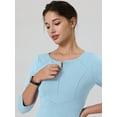 thumbnail image 4 of DARING DIVA Sheath Dress Zipper Neck Work Pencil Dresses S Blue, 4 of 6