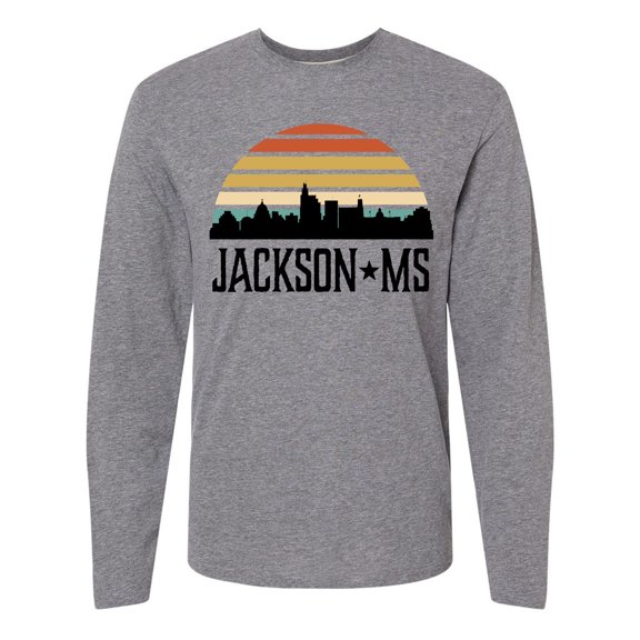 Inktastic Jackson Mississippi Skyline Retro Long Sleeve T-Shirt