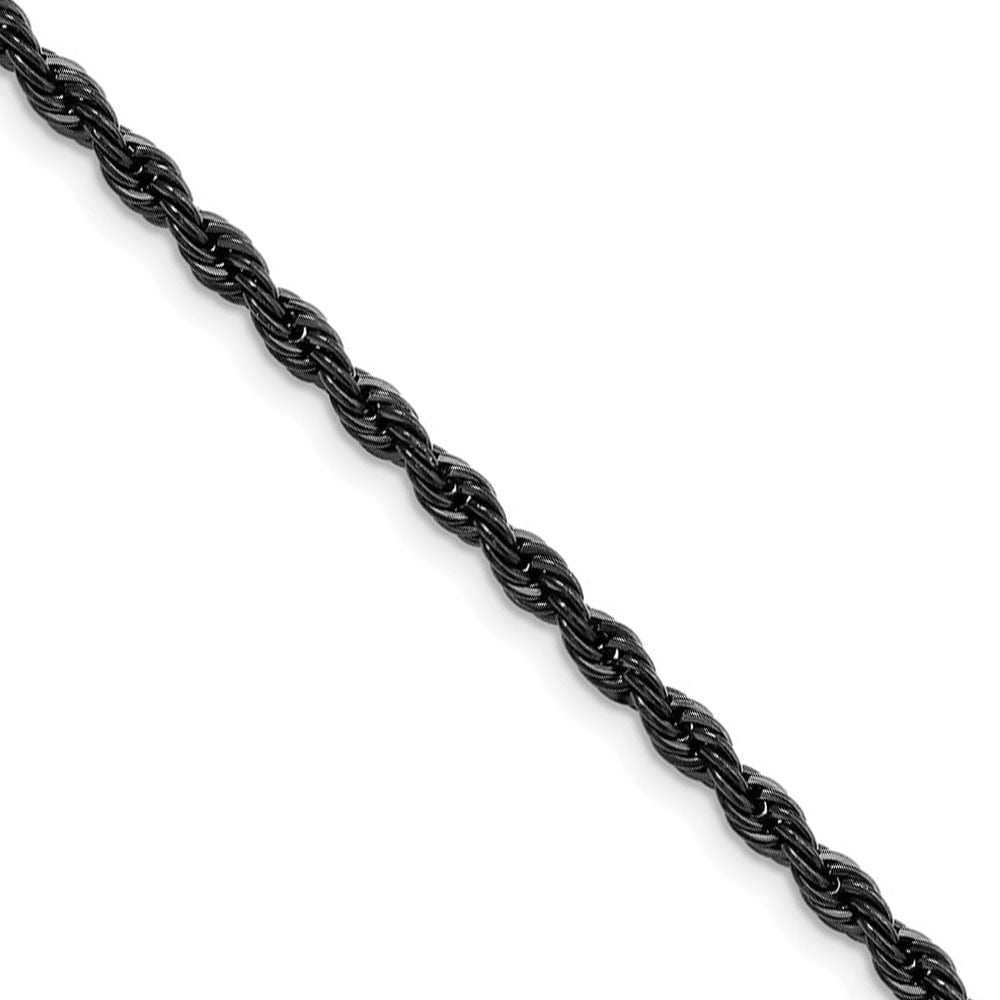 Men's 4mm Blackplated Stainless Steel Rope Chain Necklace, 20 Inch
