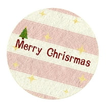 Btomtd 31" Christmas Tree Themed Round Area Rug, Washable Non Slip Holiday Floor Mat, Festive Carpet for Kitchen Bedroom and Living Room, Soft Home Decoration Doormat, Pink