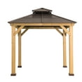 thumbnail image 2 of Sunjoy Missouri Collection 8 ft. x 8 ft. Cedar Framed Gazebo with Brown Steel 2-tier Hip Roof Hardtop, 2 of 7