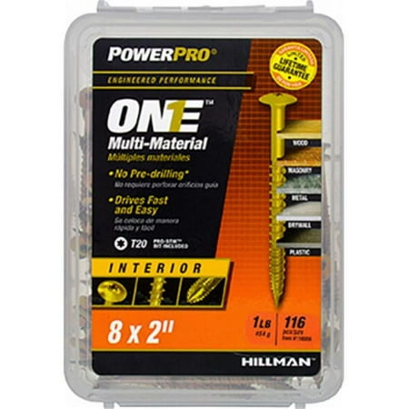 

8 x 2 in. Interior Wafer Head One Screw - Yellow Zinc Pack of 116