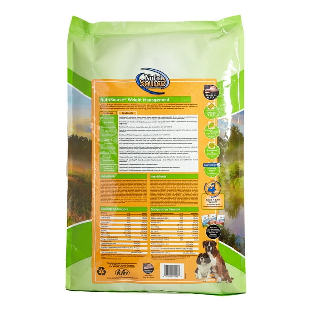 NutriSource Weight Management Dry Dog Food, 18 lb
